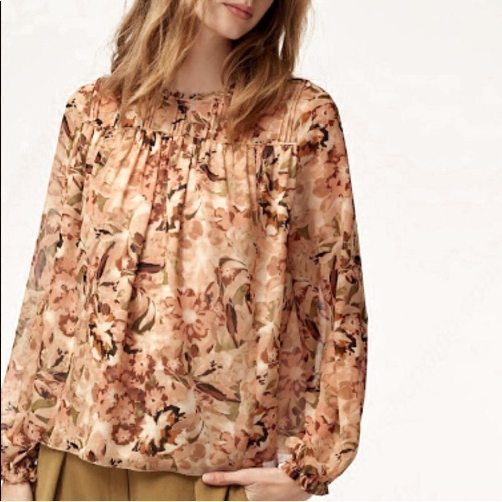 Aritzia Wilfred Lourdes Floral Long Sleeve Blouse Size XS